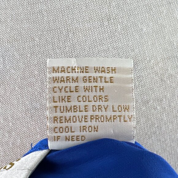 Vtg Victorias Secret Sz P/S Blue Gold Label Night Shirt Satin Button Up Pearls - Picture 8 of 8